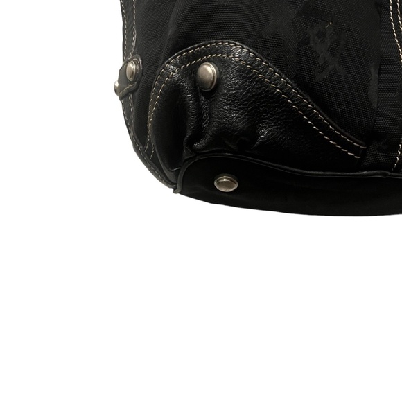 B. Makowsky Large Shoulder Bag Purse Shopper Black Leather Double Strap Zipper - Picture 6 of 14